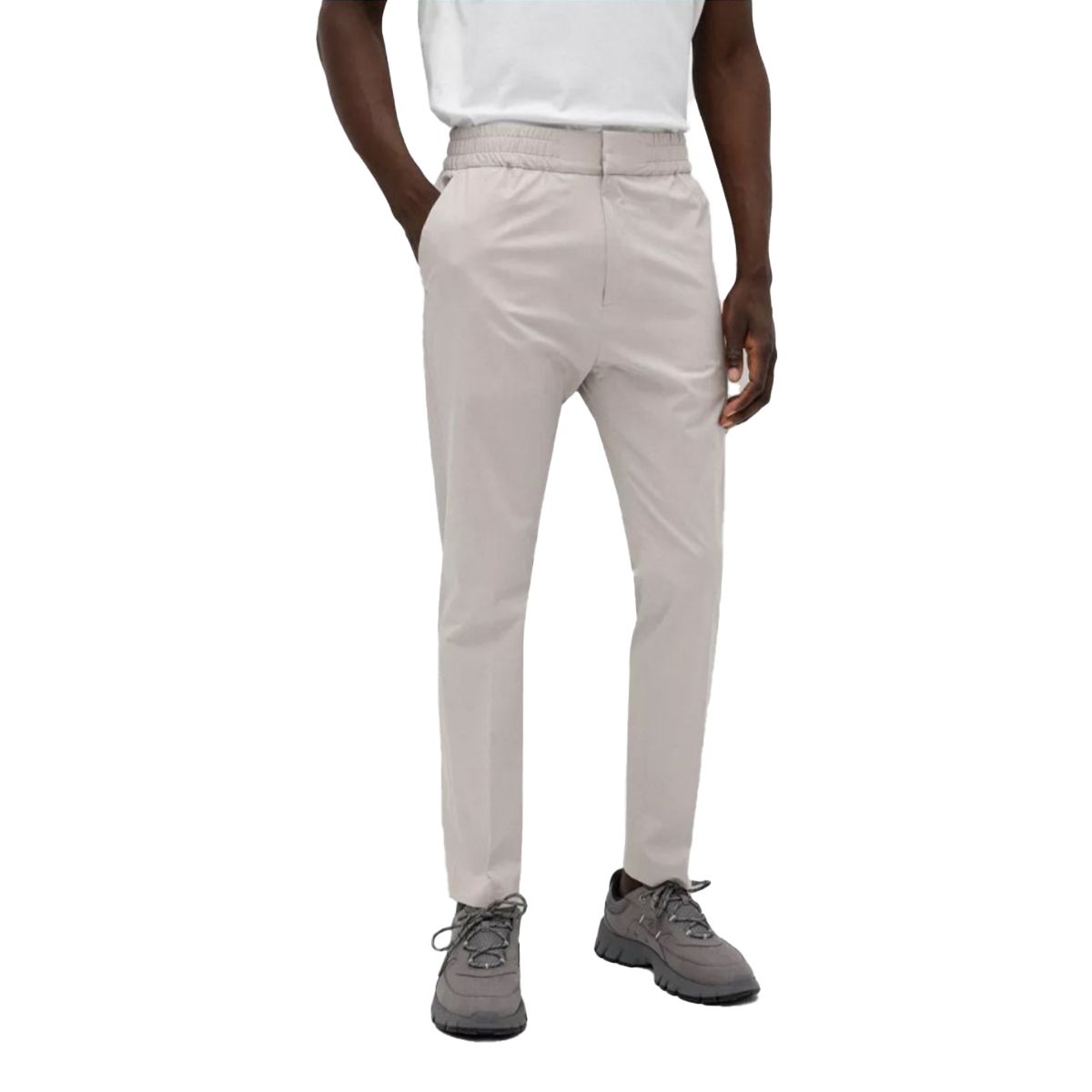 Extra-Slim-Fit Cotton Trousers/Beige