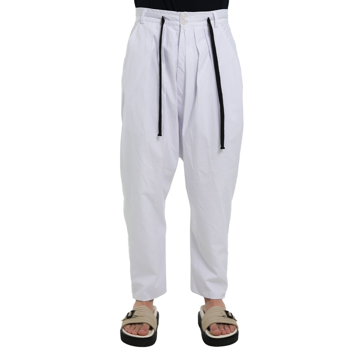 White Loose Pockets Trousers