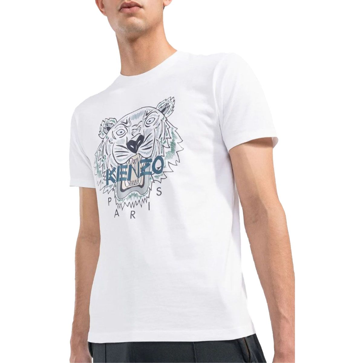 Tiger Head Motif T-shirt/White
