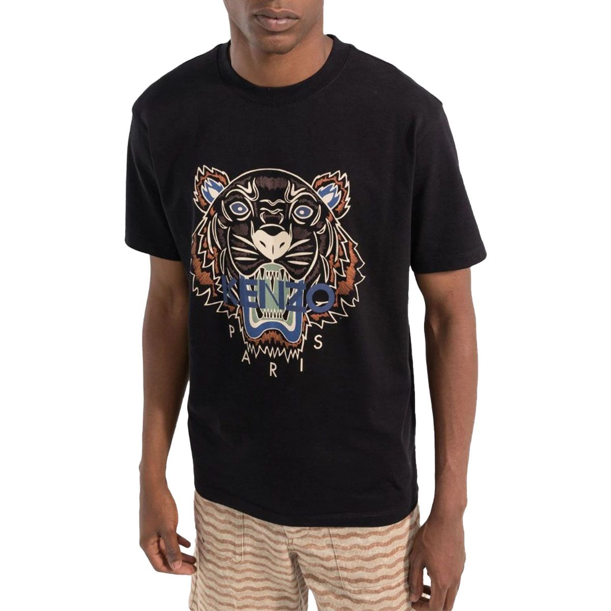 Tiger Head motif T-shirt/Black