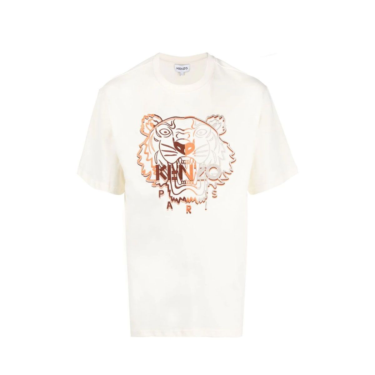 Tiger Motif Crew Neck T-shirt/Cream