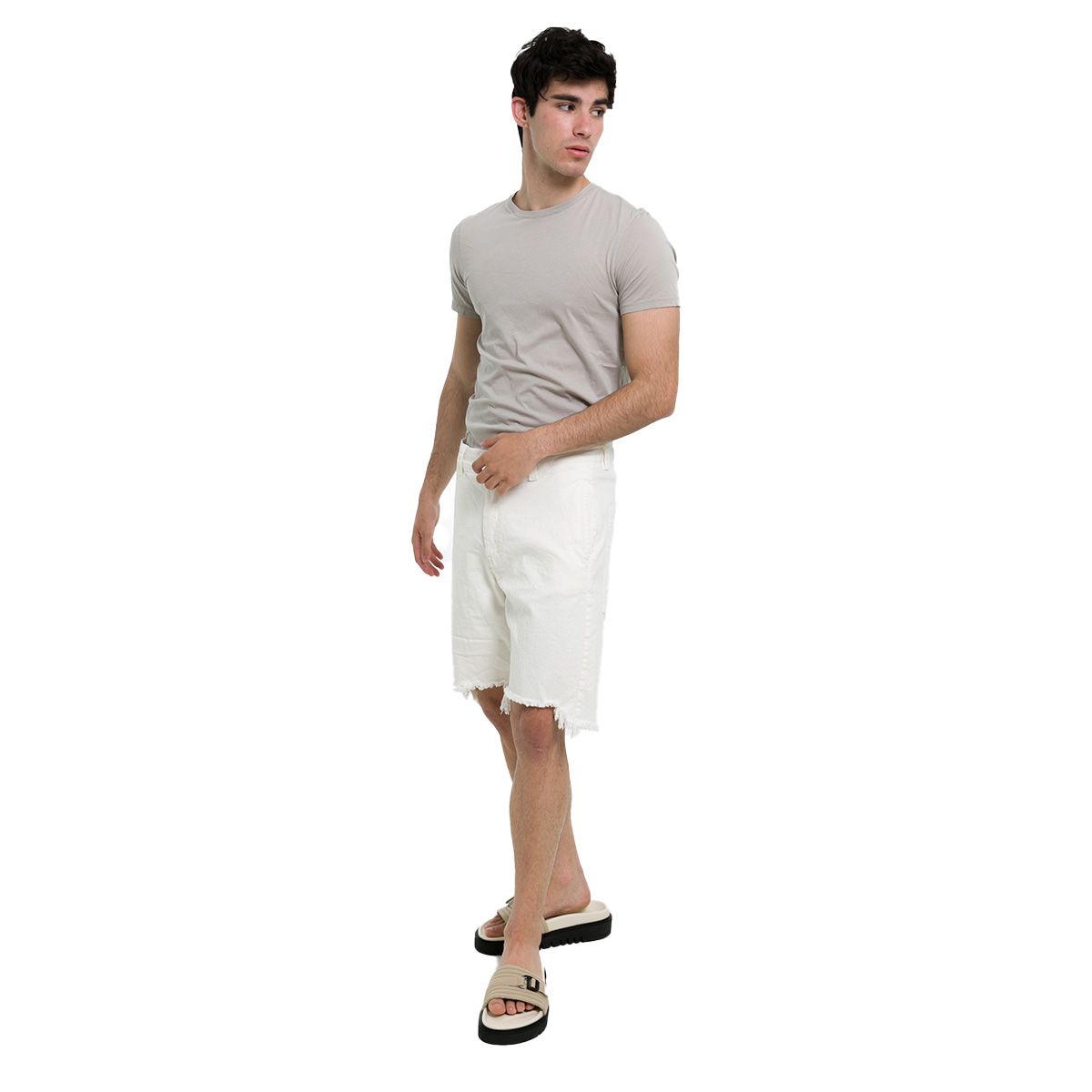 Den Fidias Destressed Shorts/White