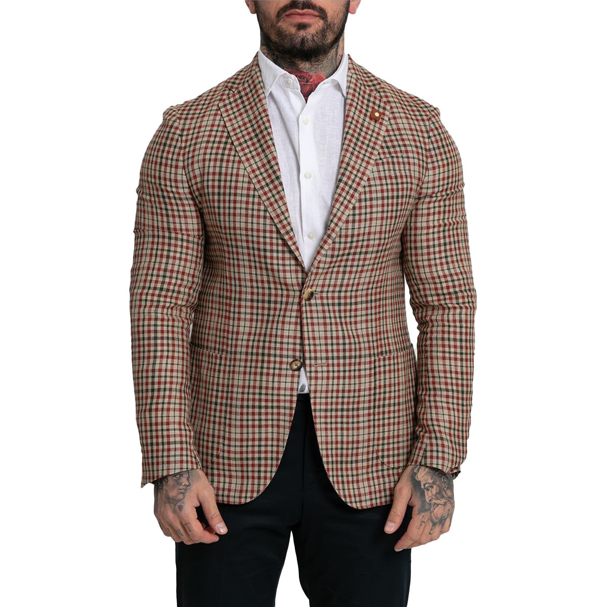 Two Button Check Fitted Blazer