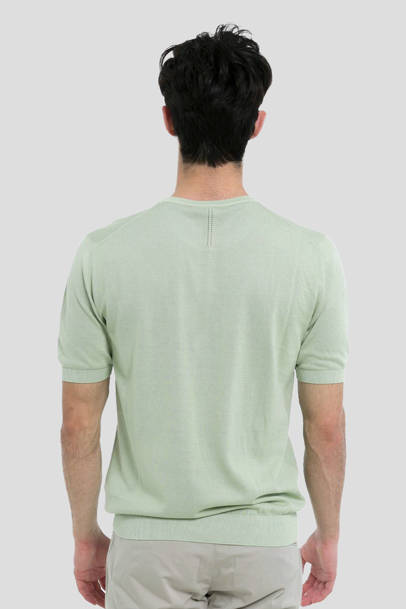 Crew Neck Cotton T-Shirt/Green