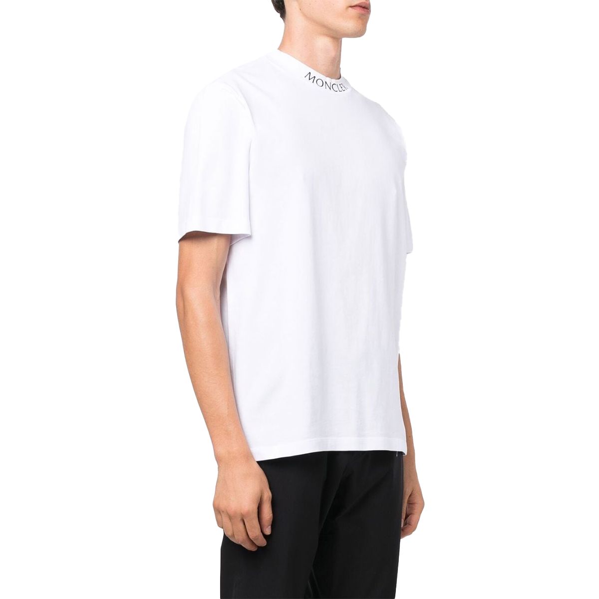 Logo-Collar Cotton T-Shirt/White