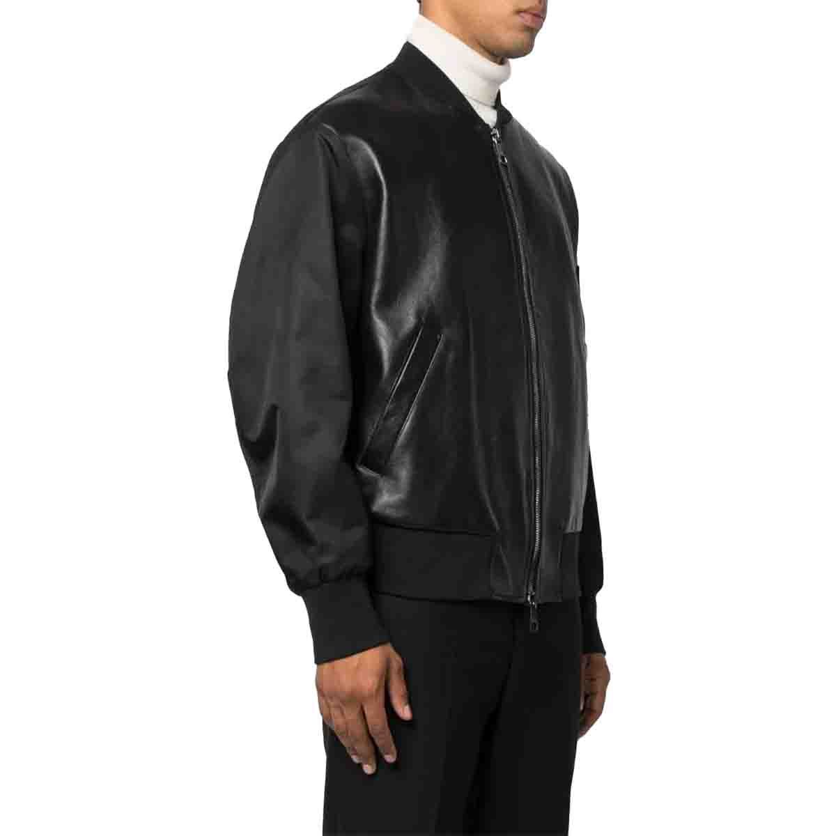 Leather Panelled Bomber Jacket