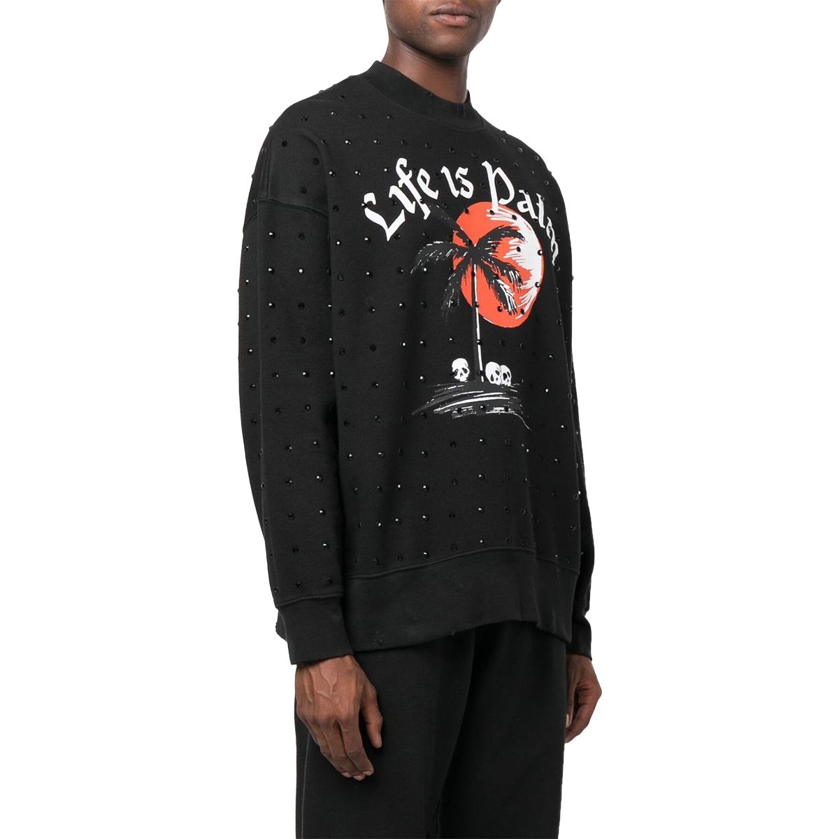 Graphic-Print Crystal-Embellished Sweatshirt