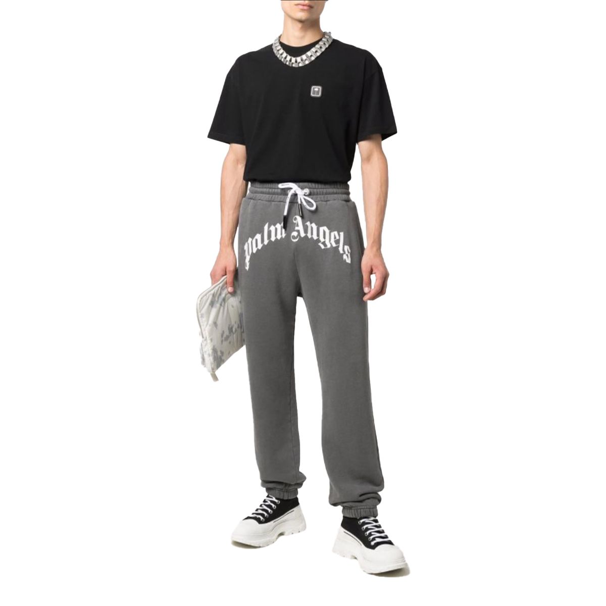 Garment Dyed Curved Logo Sweatpants