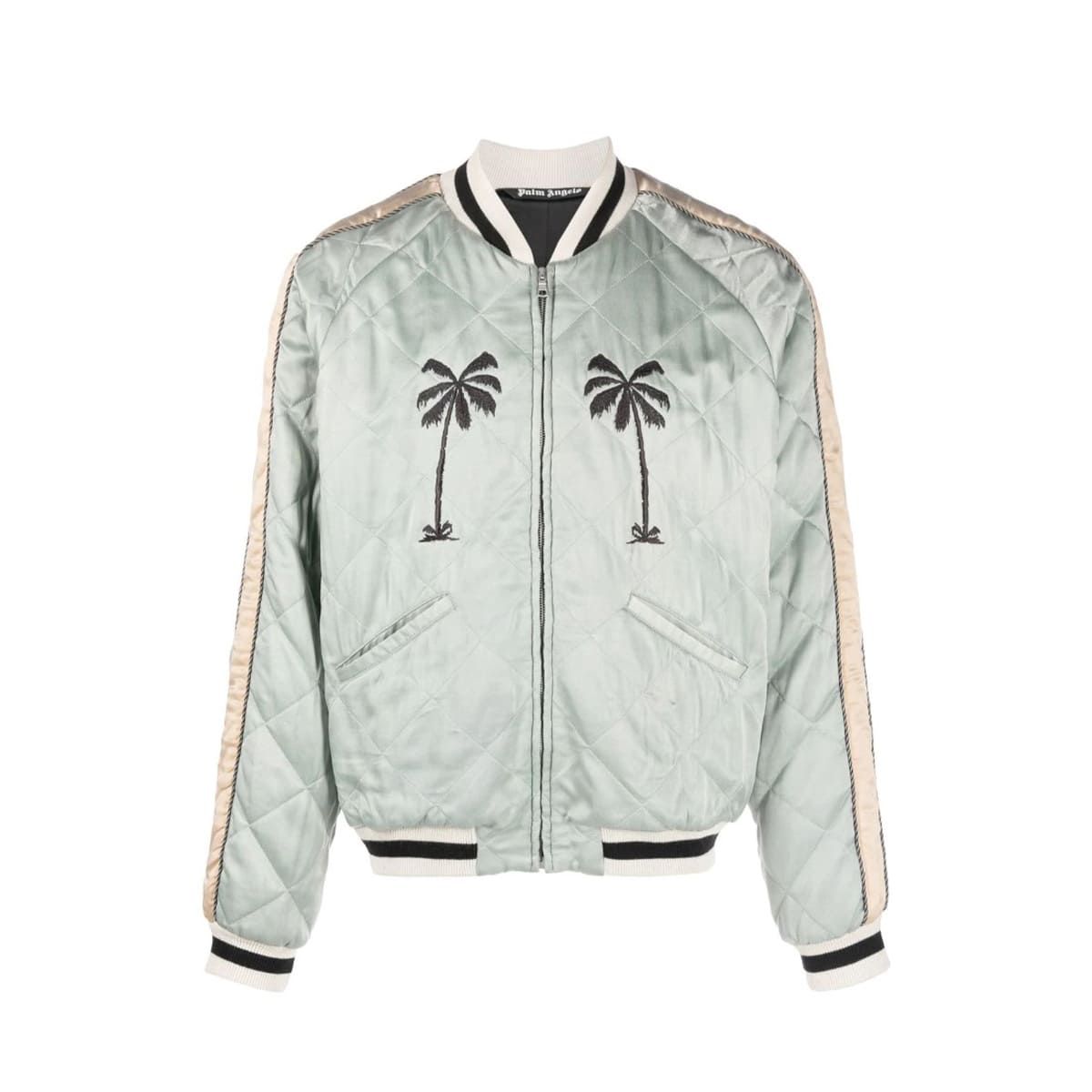 Embroidered Palm Motif Quilted Jacket
