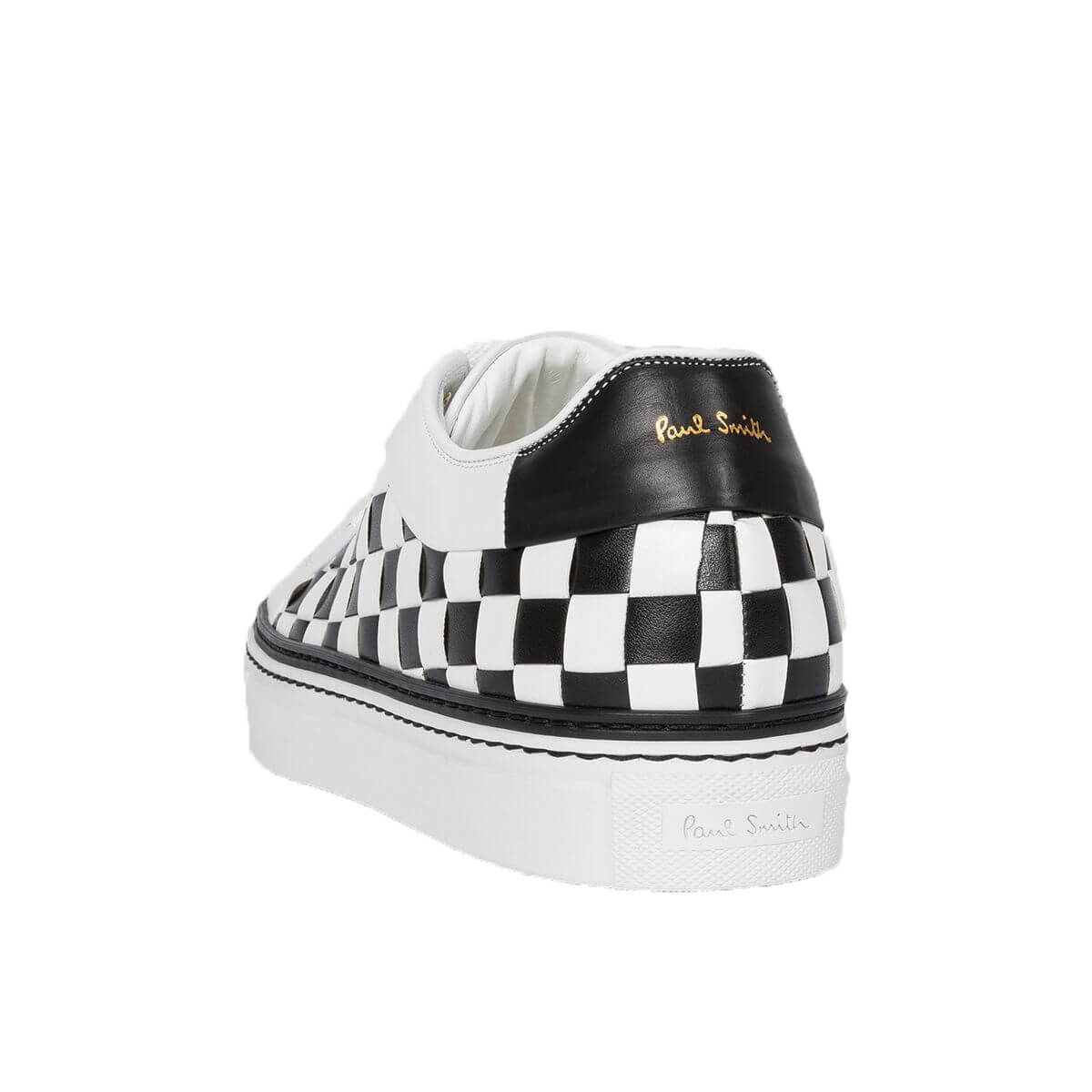White Leather Monochrome Check Pattern 'Basso' Trainers