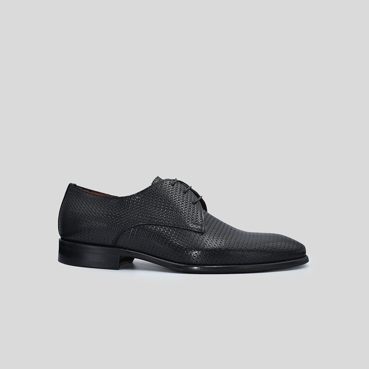 Black Textured Oxford Shoes