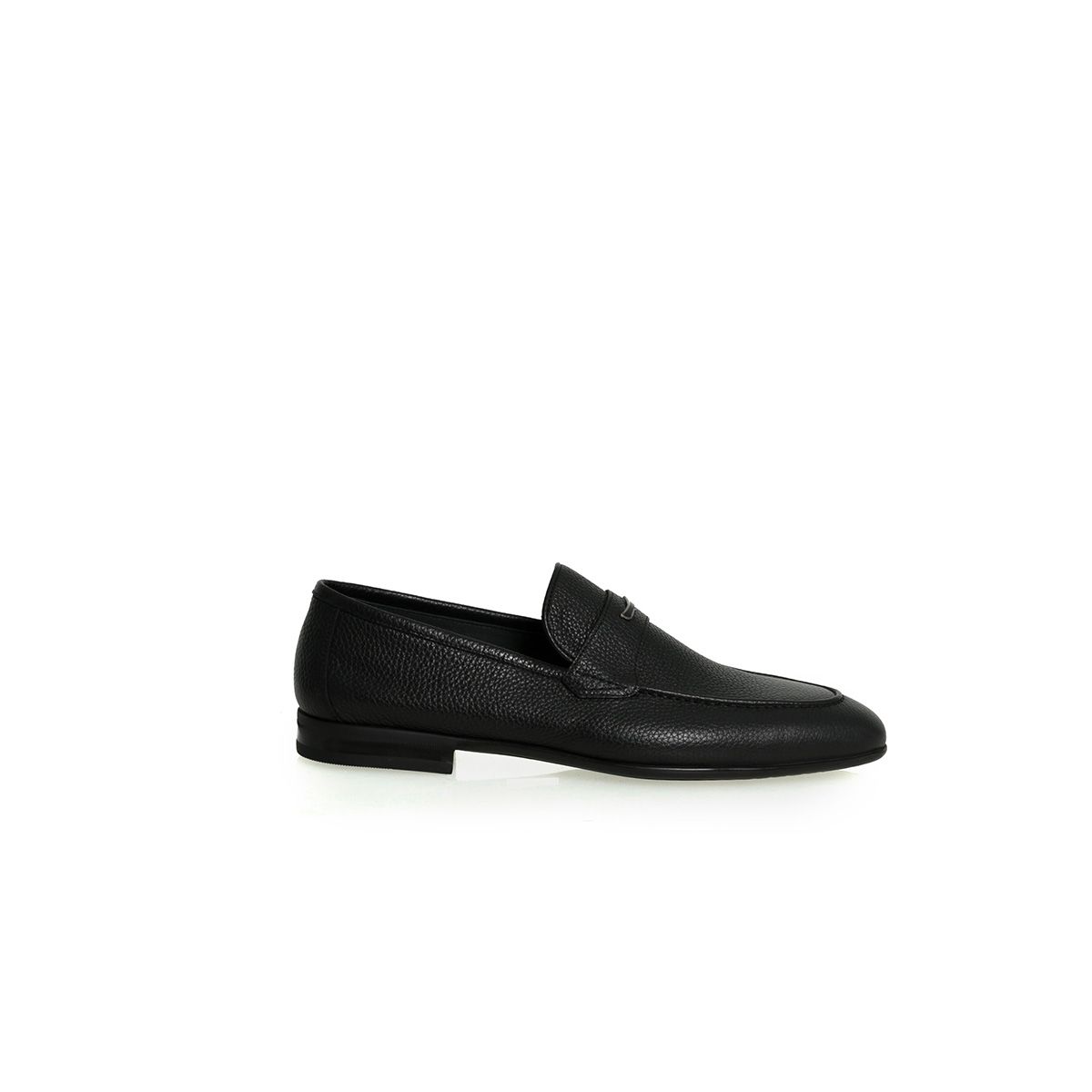 Black Leather Strap Loafers