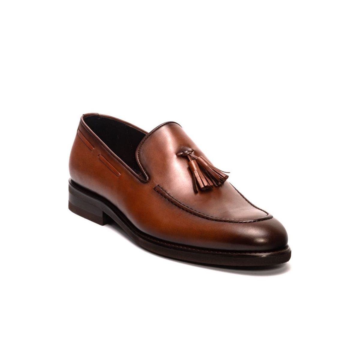 Tassel-Embellished Leather Loafers/Brown