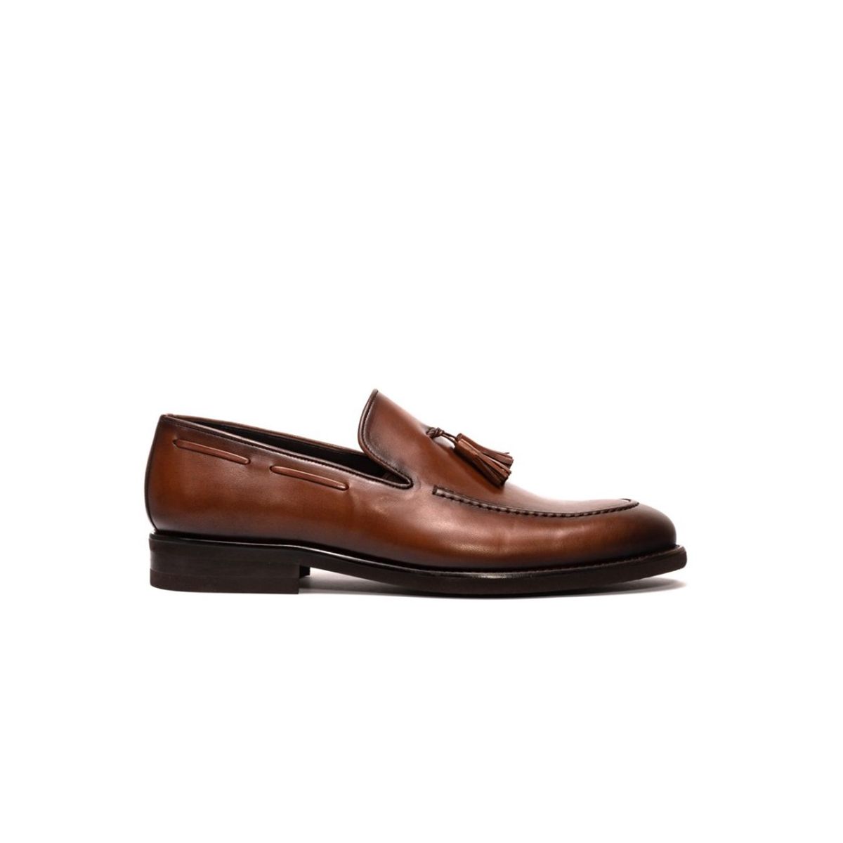 Tassel-Embellished Leather Loafers/Brown
