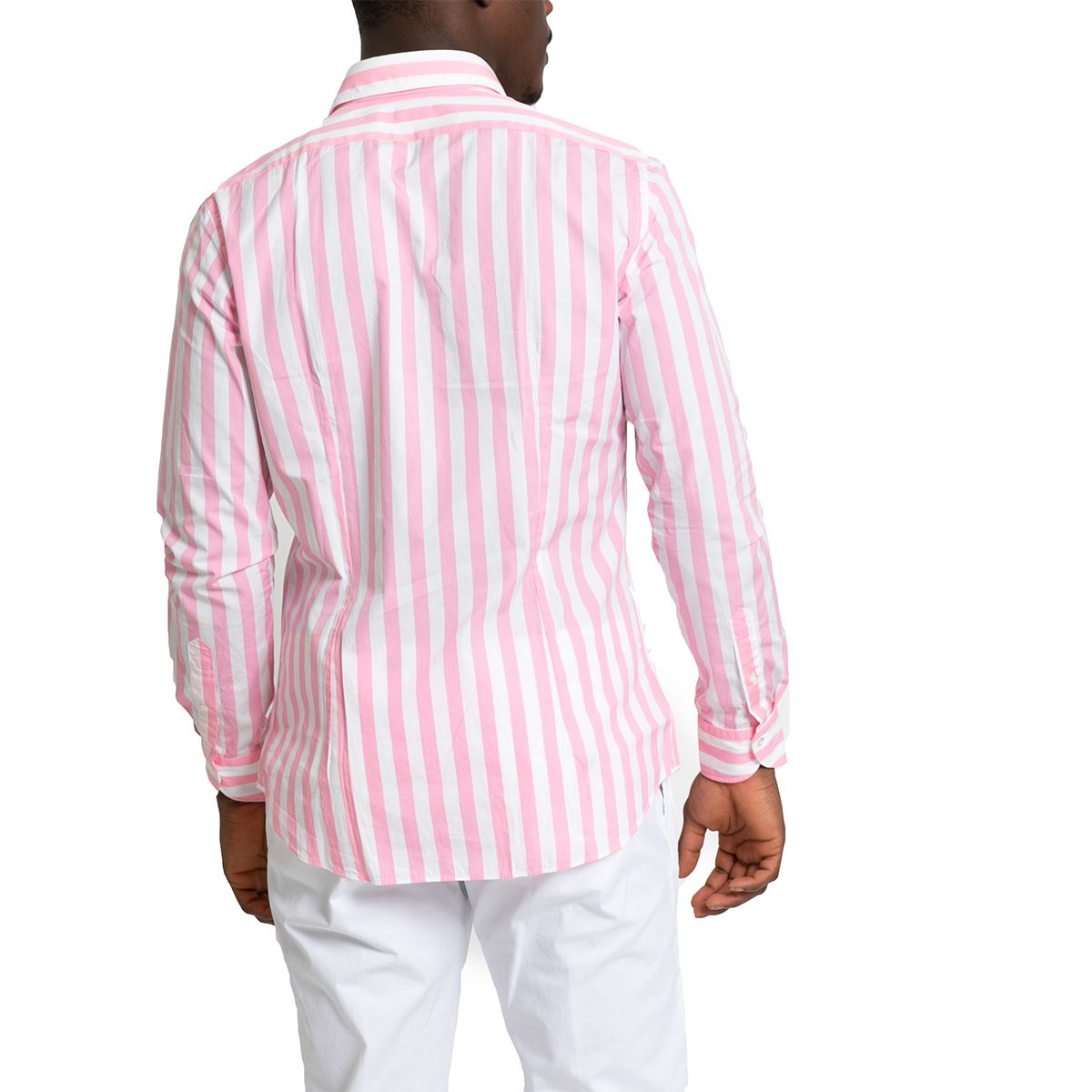 Pink Cotton Striped Long Sleeved Shirt