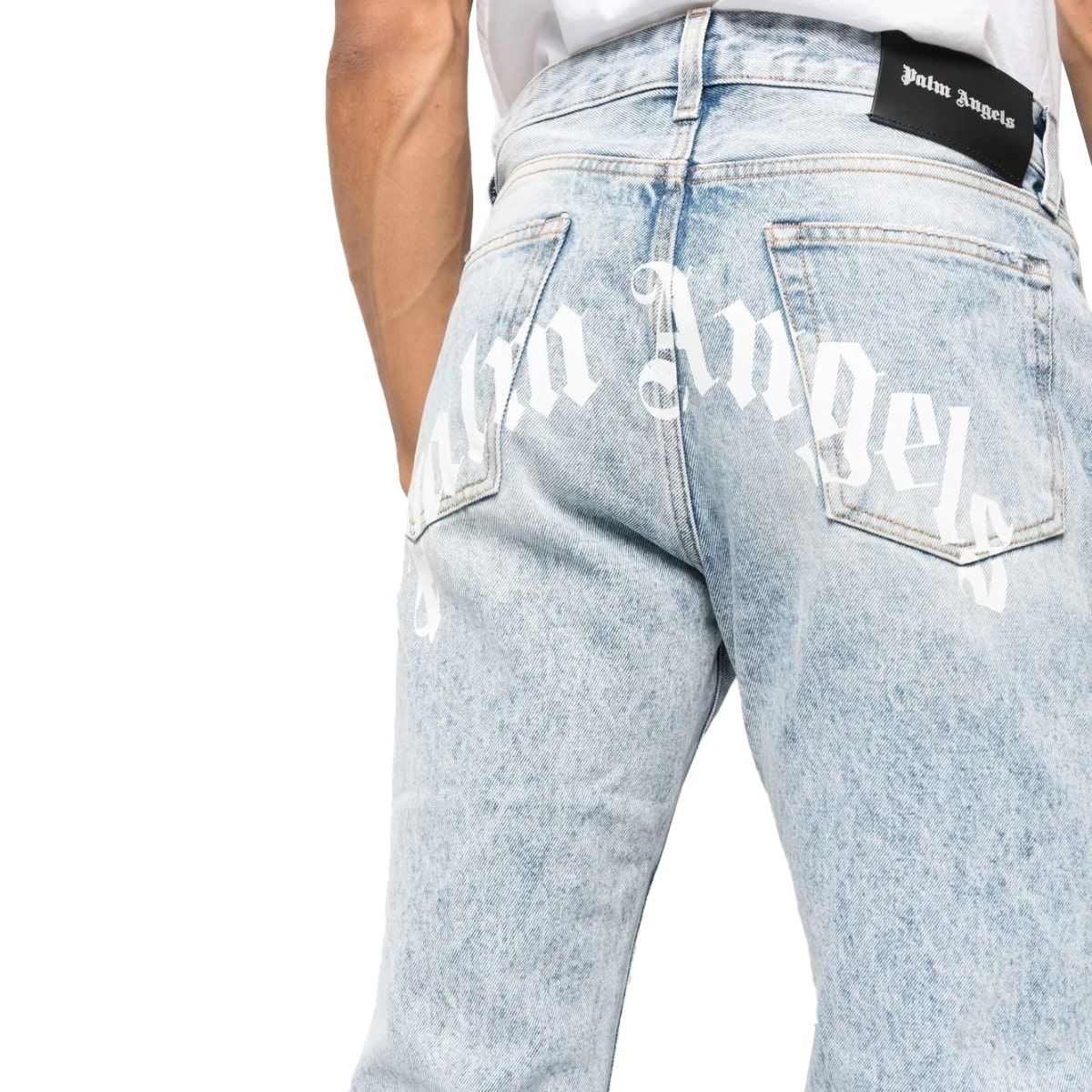 Curved-Logo Print Jeans
