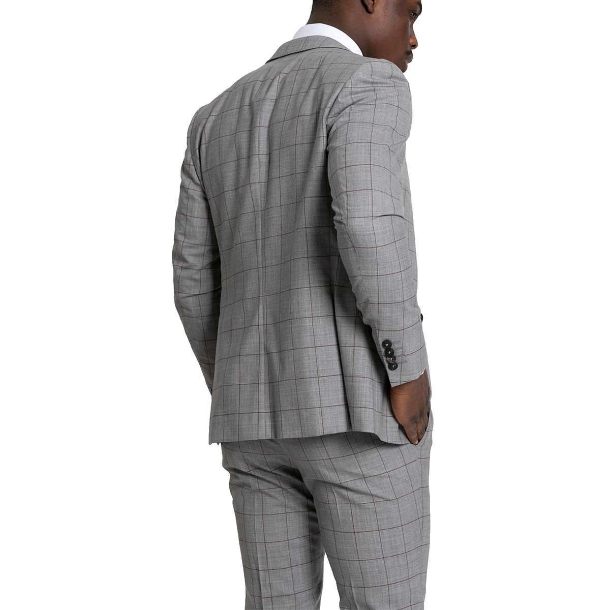Checked Two-Piece Suit-Grey