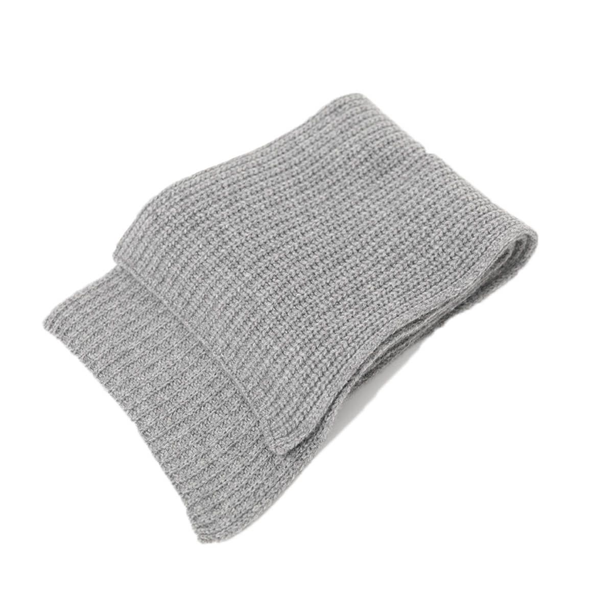 Grey Ribbed Cashmere Scarf