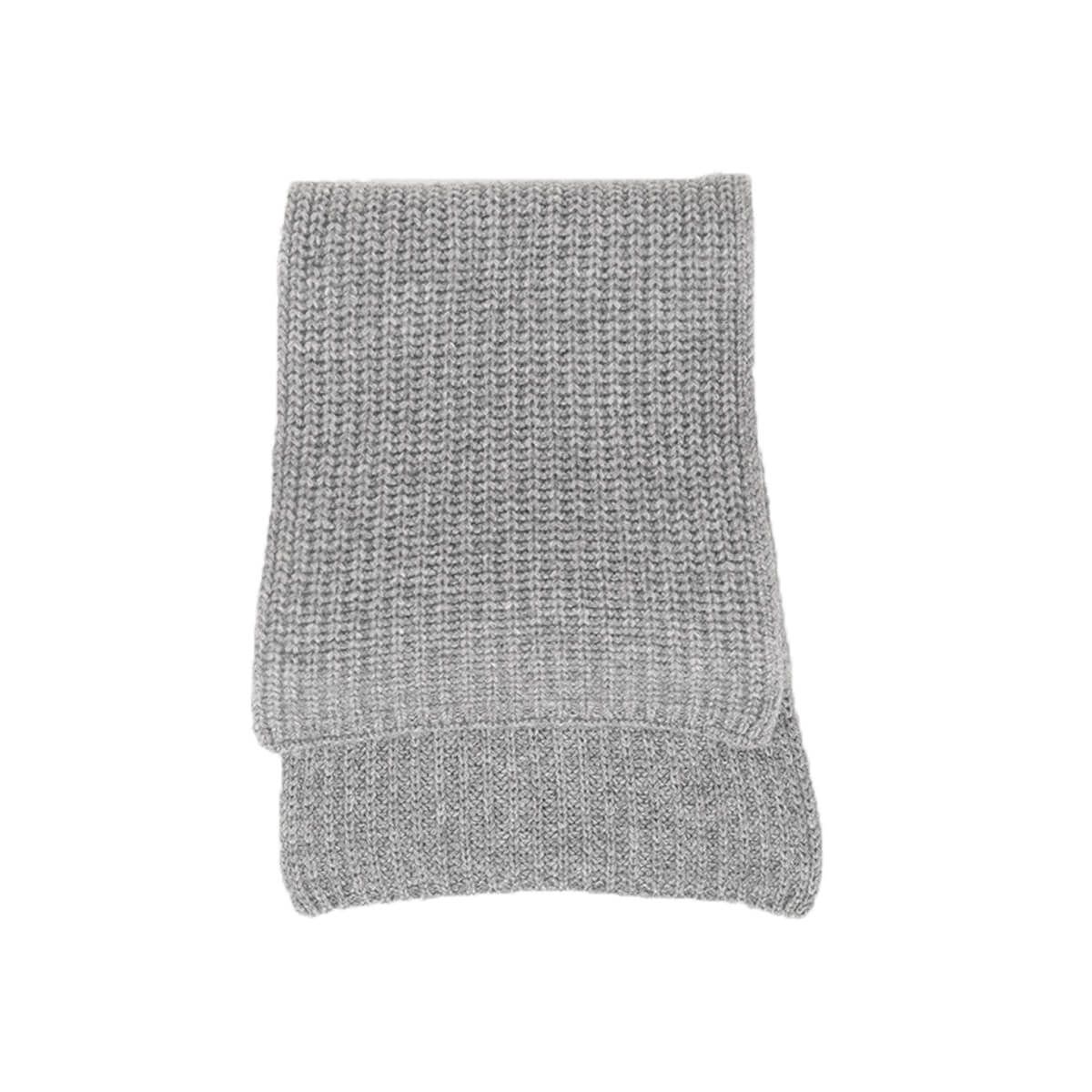 Grey Ribbed Cashmere Scarf
