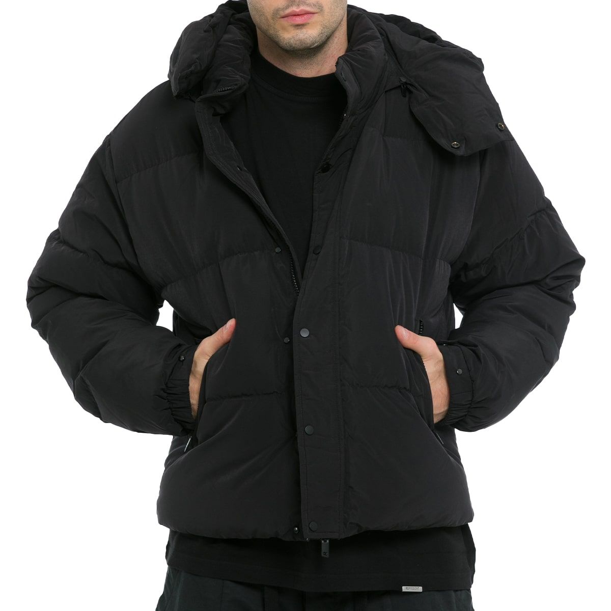Initial Hooded Puffer In Black