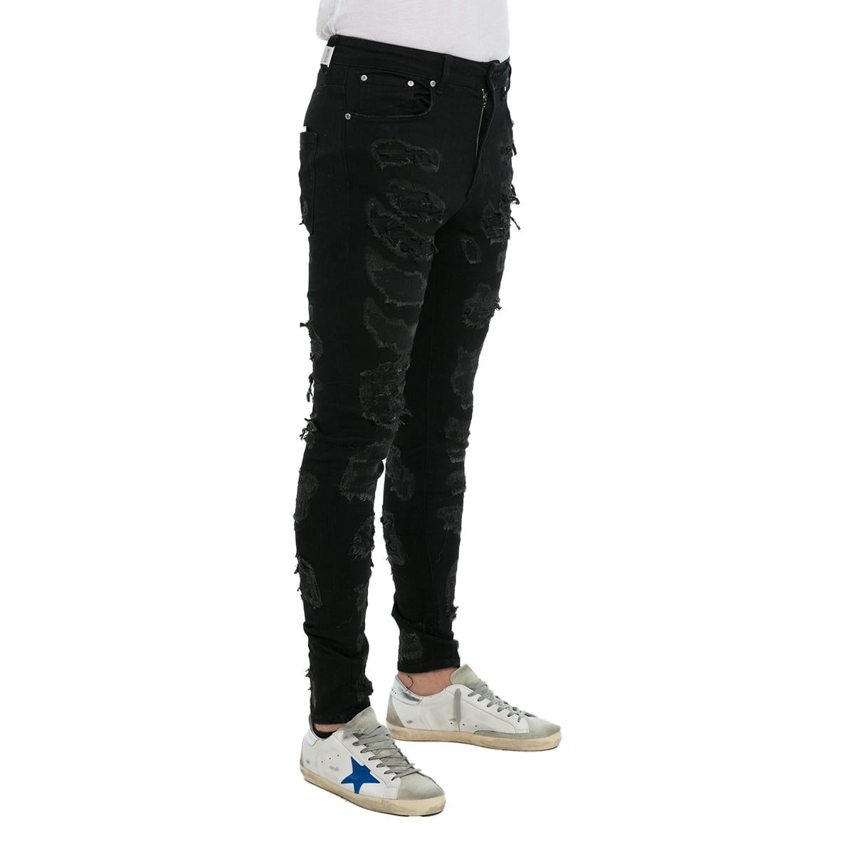 Shredded Black Denim Jeans