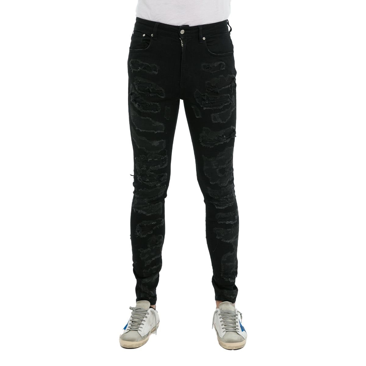 Shredded Black Denim Jeans