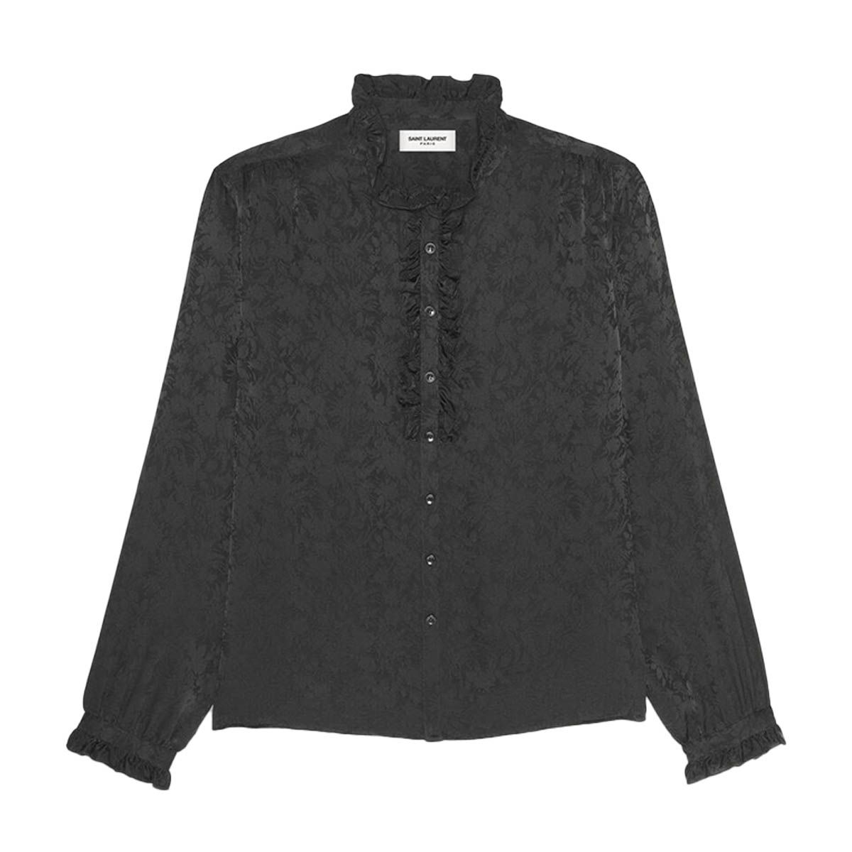 Frilled Shirt In Matte And Shiny Silk