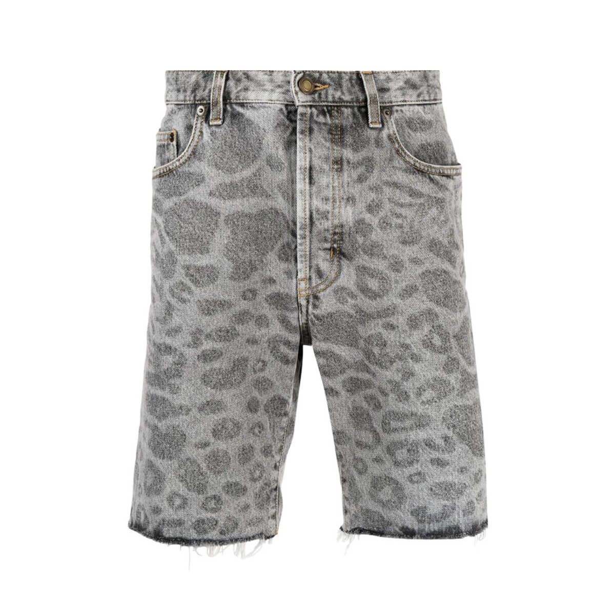 Leopard-Print Denim Shorts