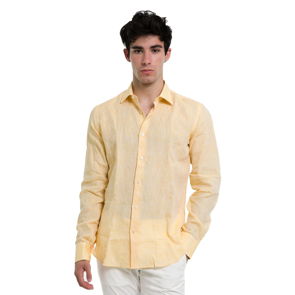 Long Sleeved Linen Shirt/Yellow