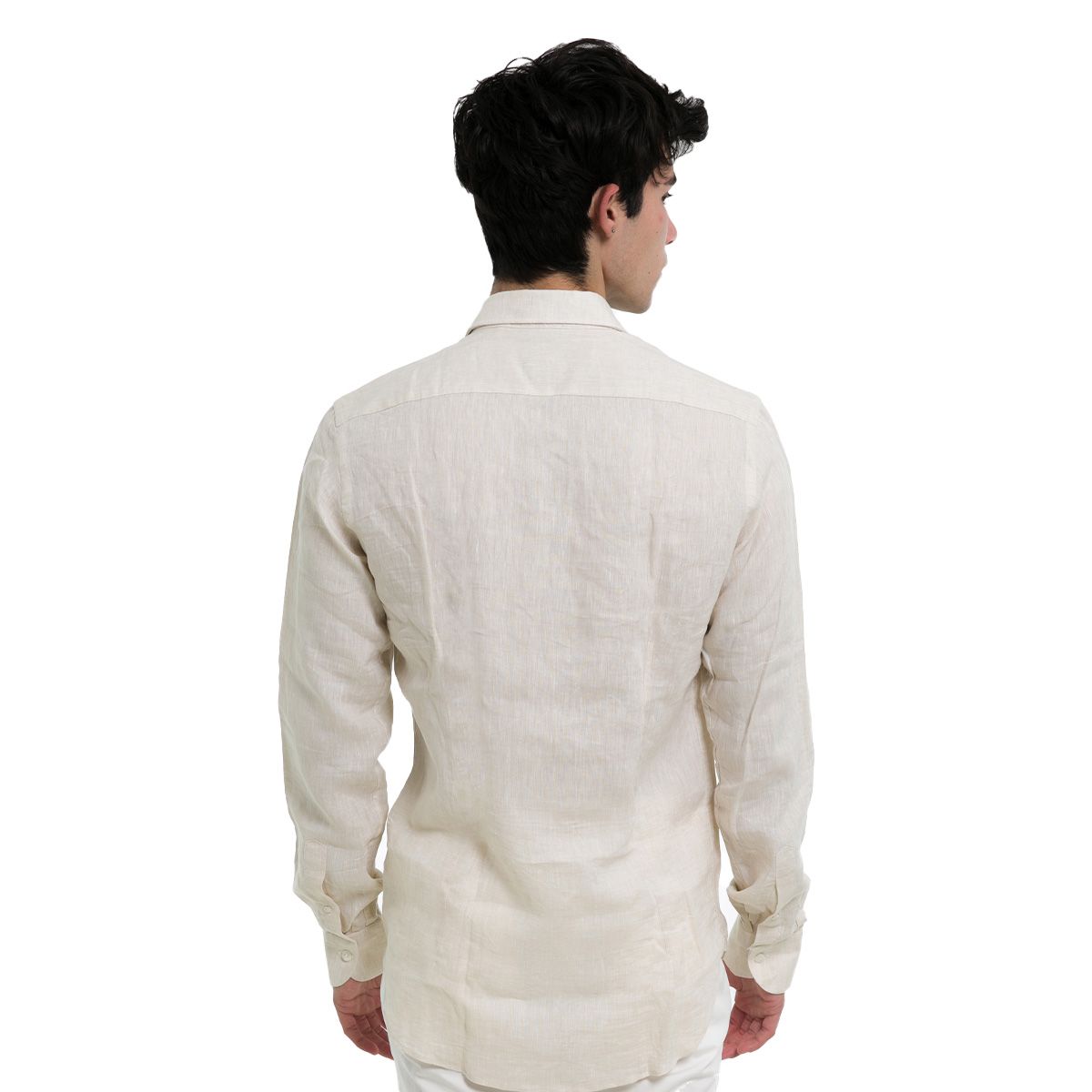 Long Sleeved Linen Shirt/Beige