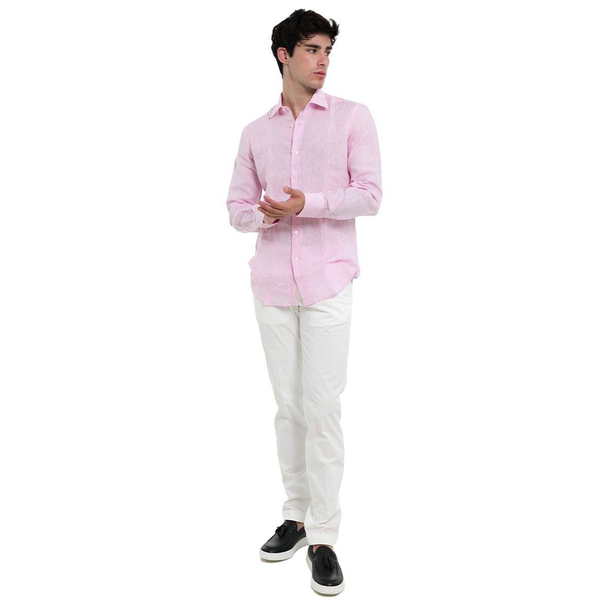Long Sleeved Linen Shirt/Pink