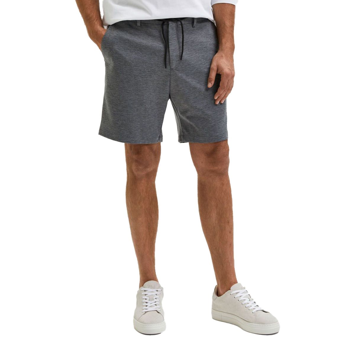 Drawstring Melange Grey Shorts