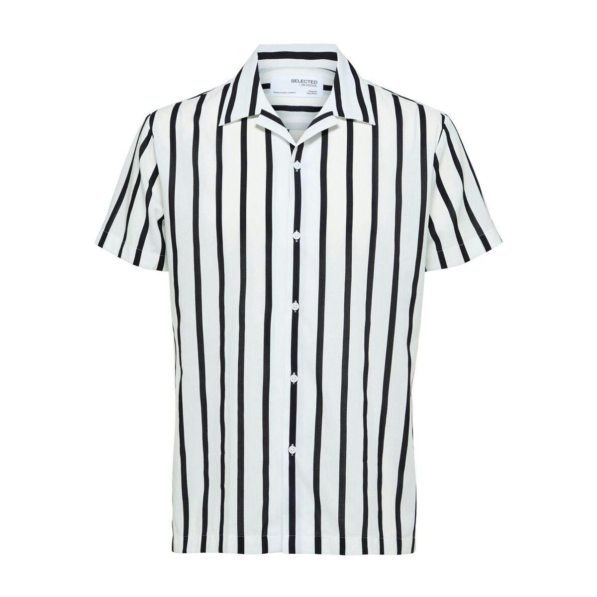 Cuban Collar Short Sleeve Shirt/Striped
