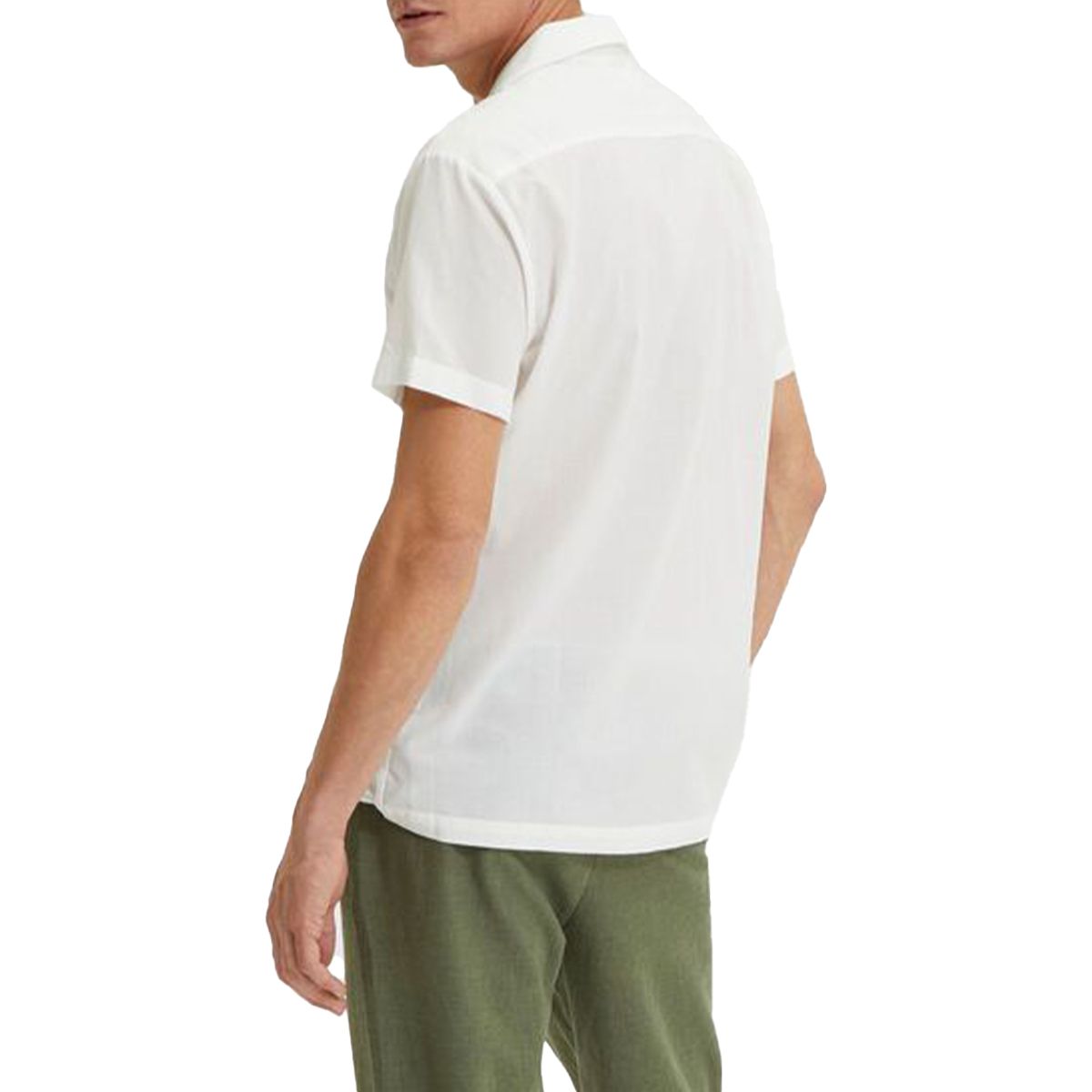 Cuban Collar Short Sleeve Shirt/White