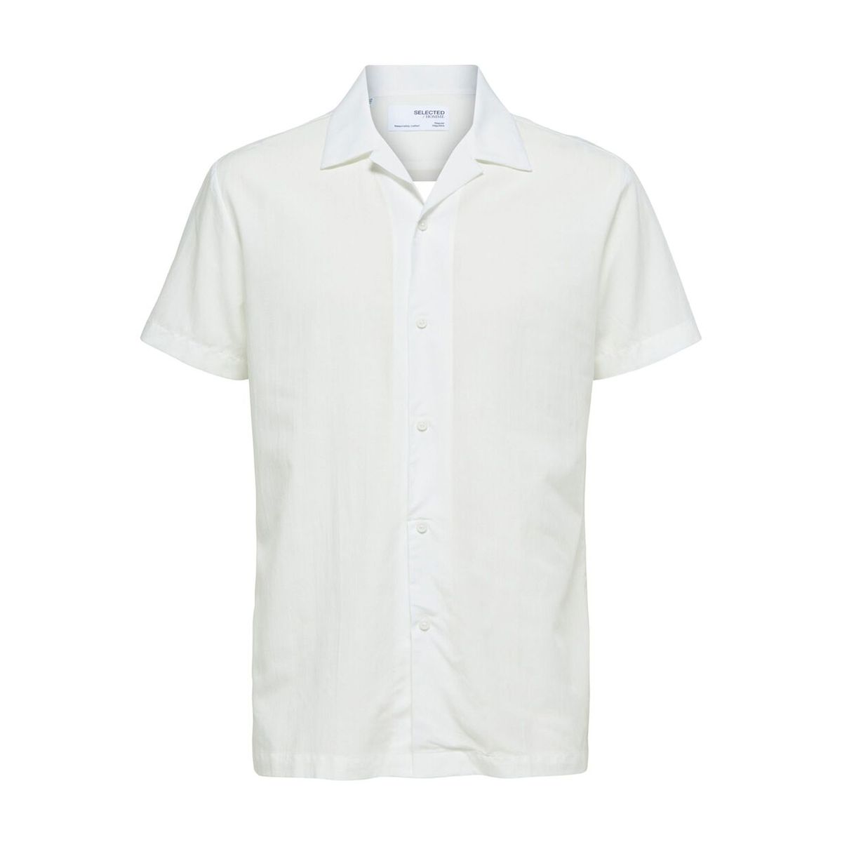 Cuban Collar Short Sleeve Shirt/White