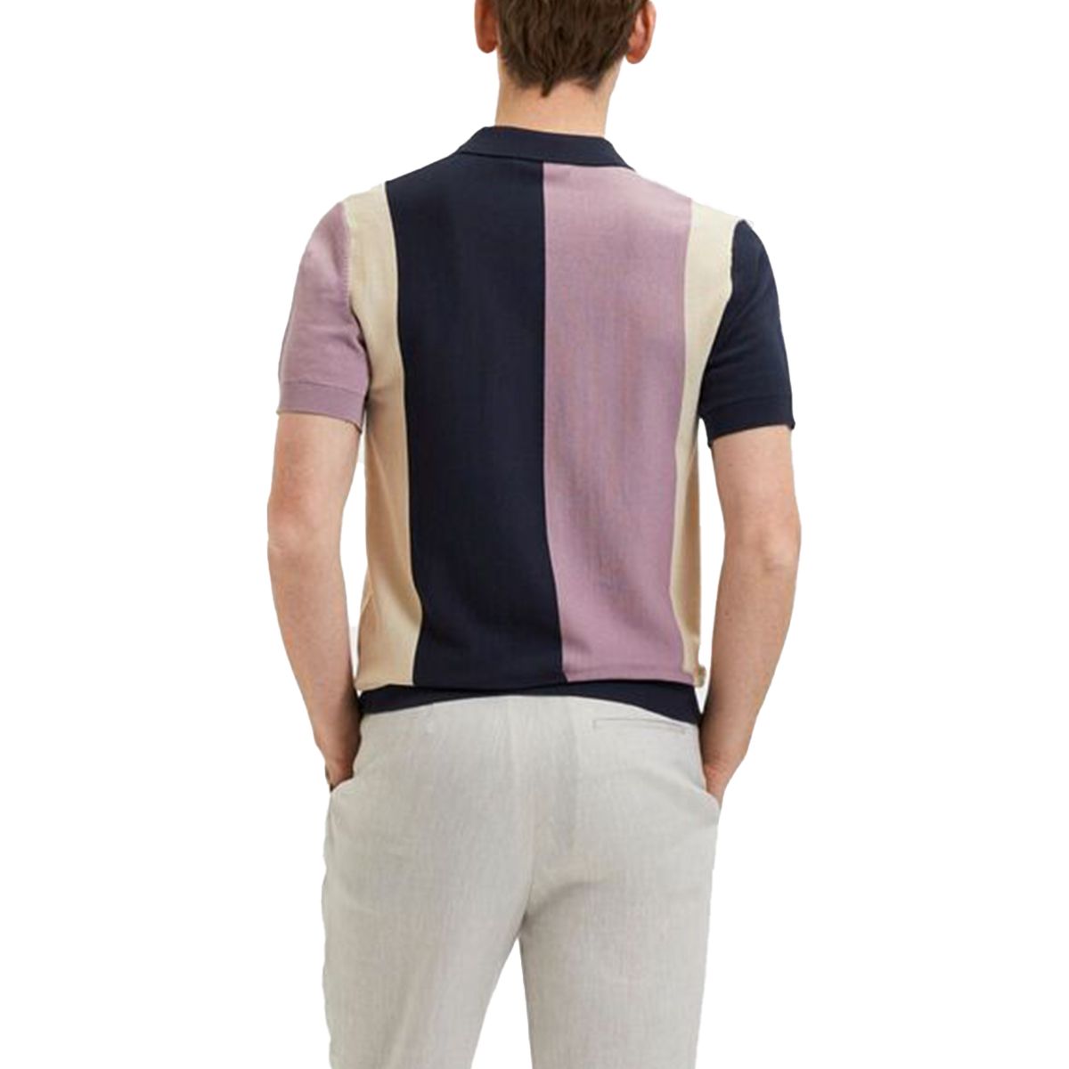 Elderberry Block Striped Polo Shirt