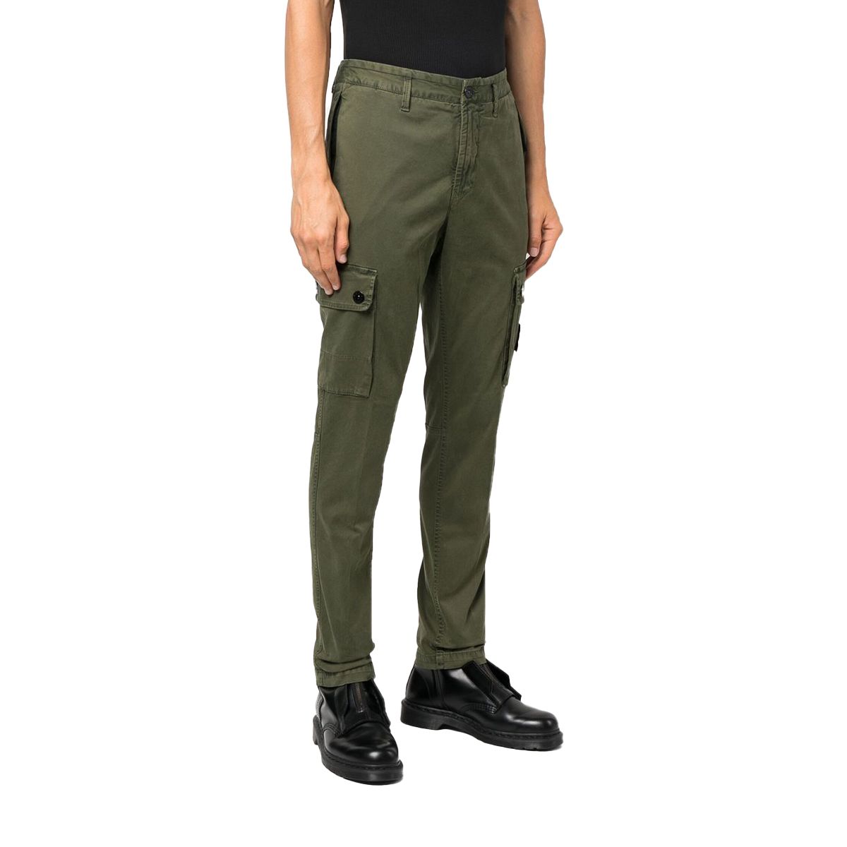 Compass Patch Cargo Trousers/Olive Green