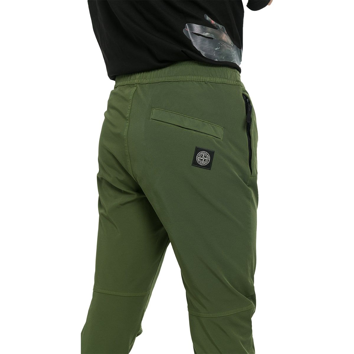 Olive High-Waisted Slim-Fit Trousers