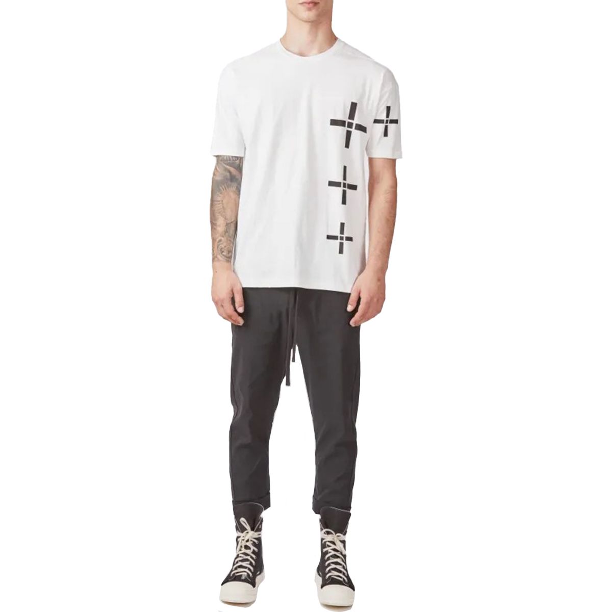 Cross Print White T-Shirt