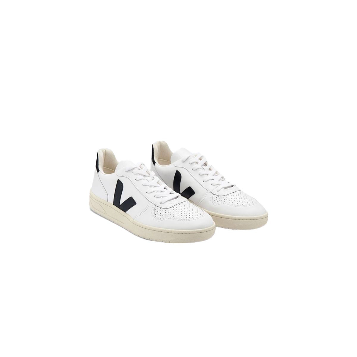 V-10 Leather White And Black Sneakers