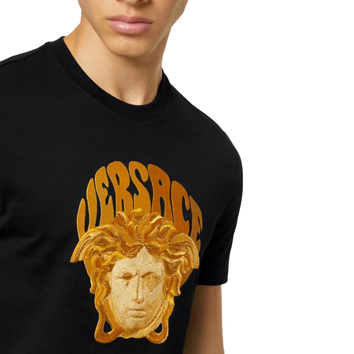Golden Medusa Embroidered T-Shirt