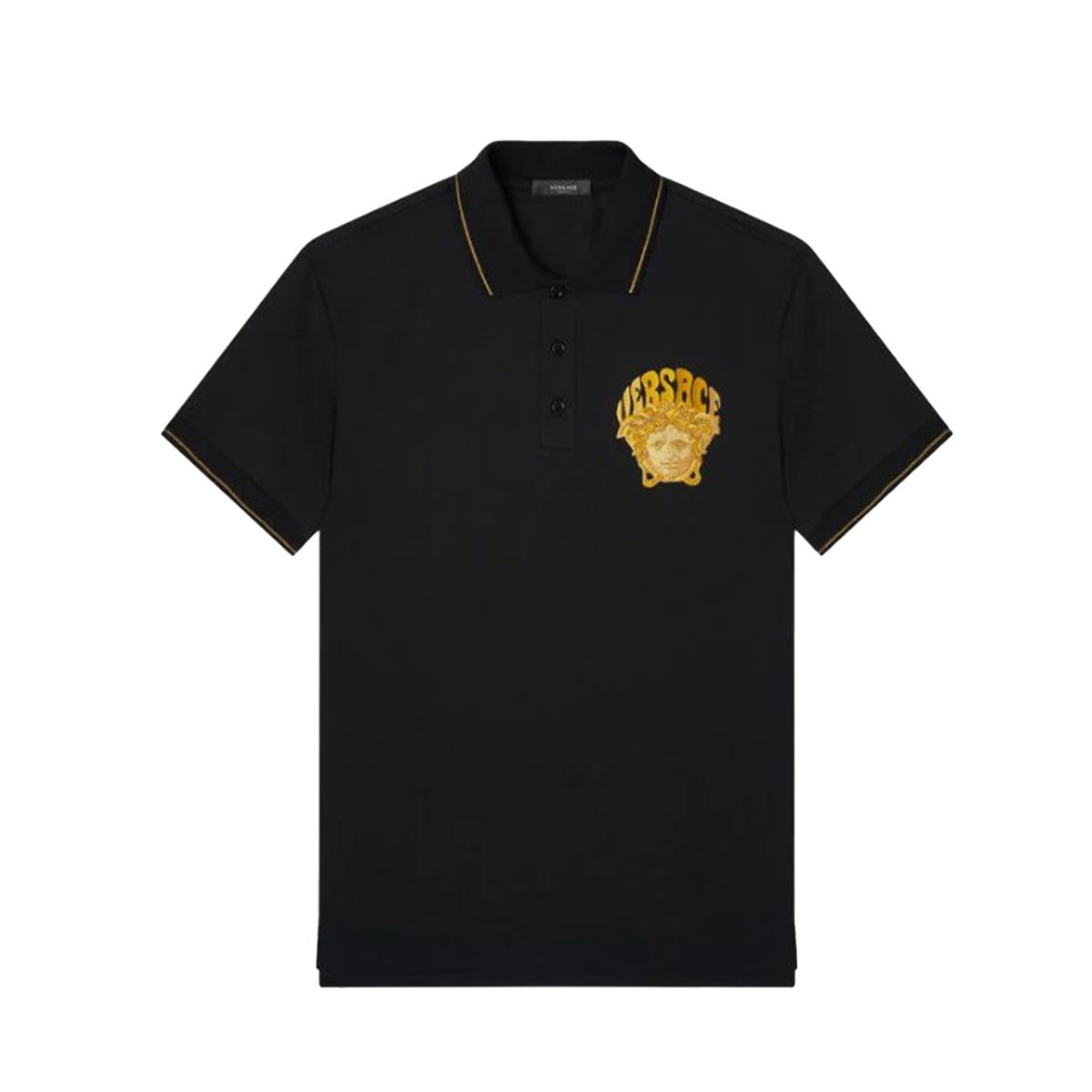 Golden Medusa Embroidered Polo Shirt