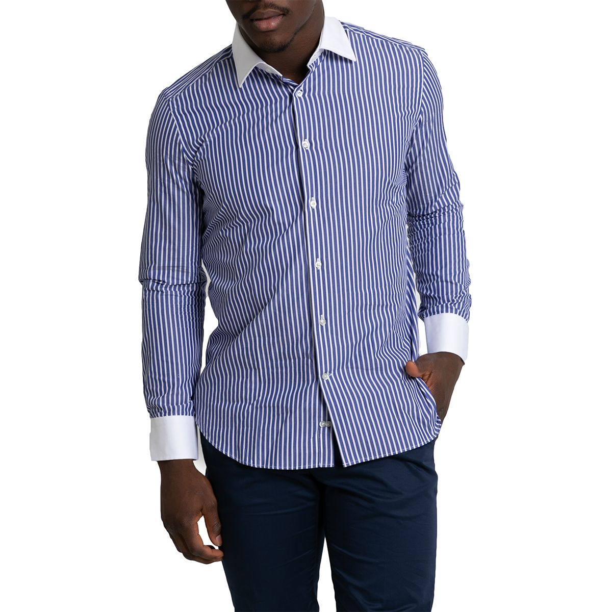 White/Blue Striped Classic Shirt