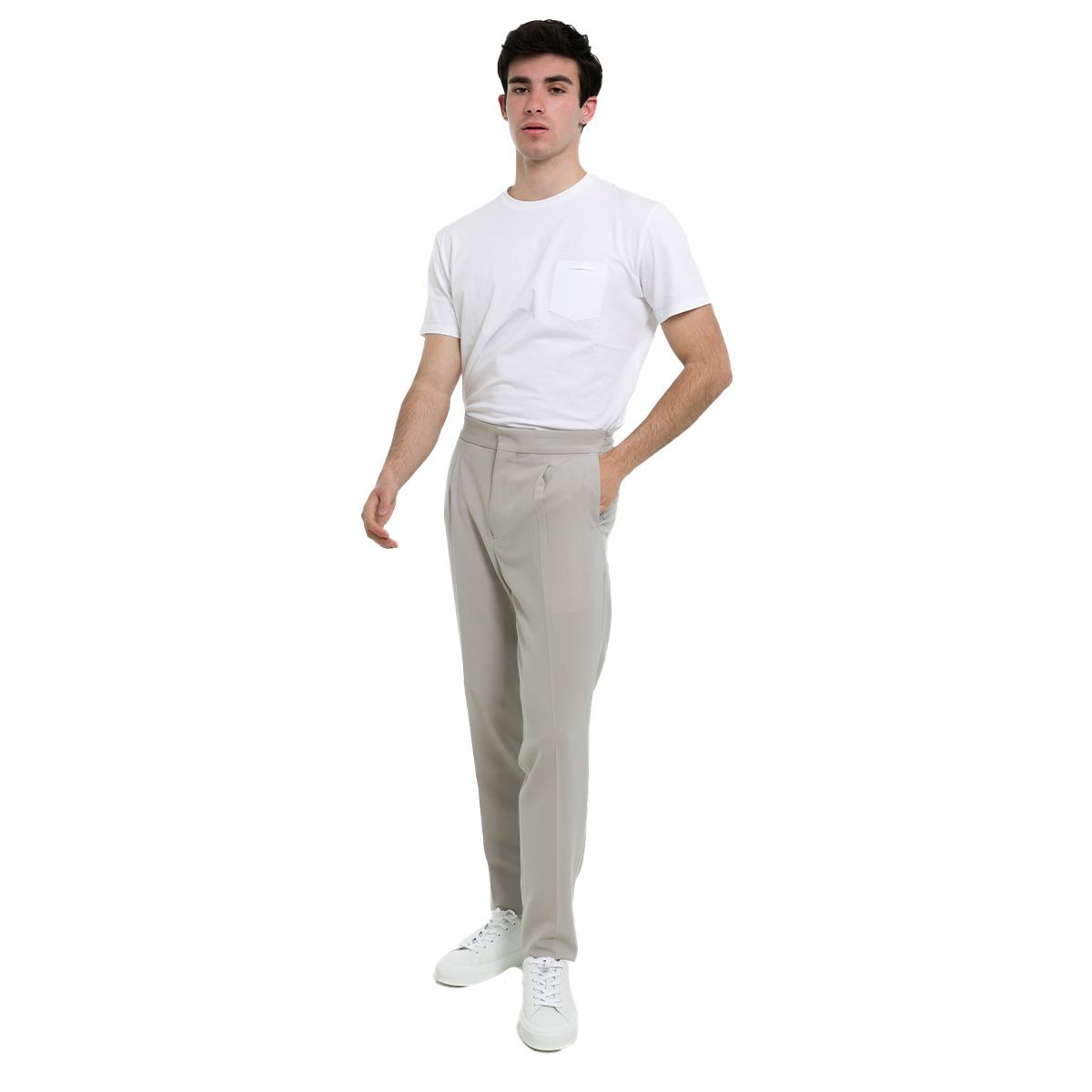 Grey Chino Elastic Trousers