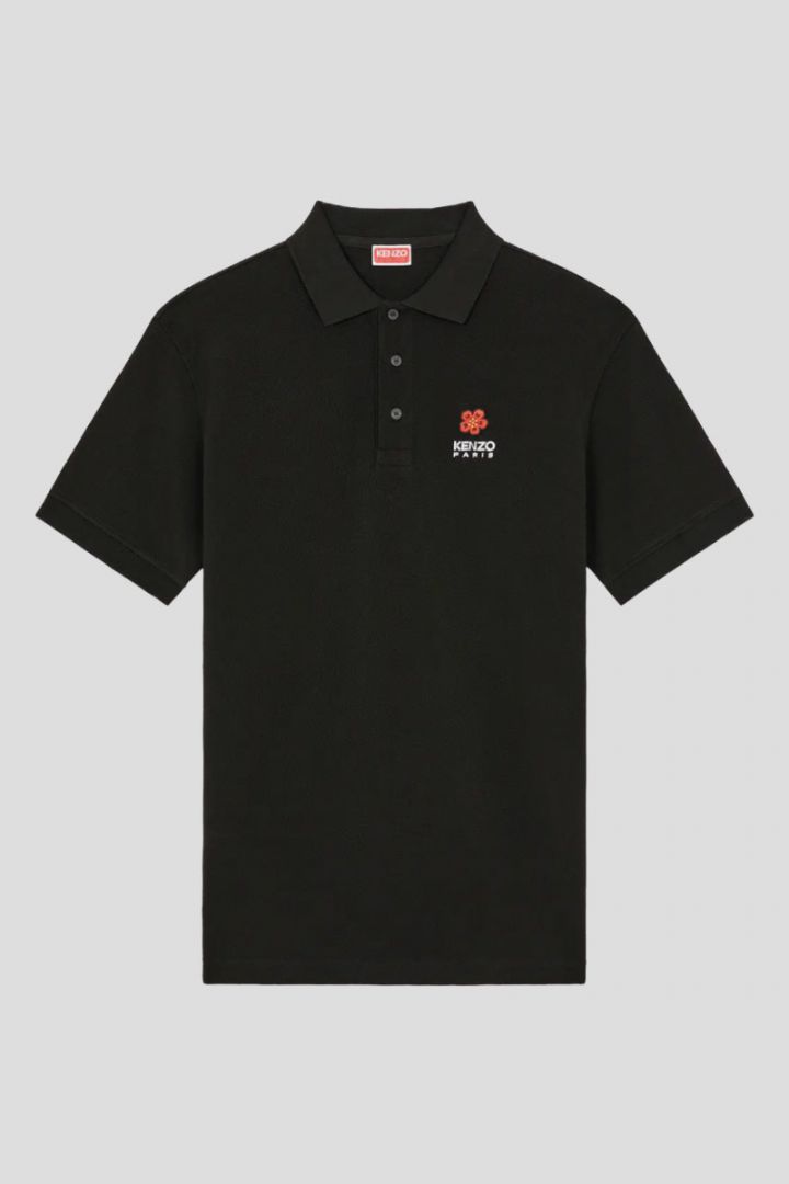 'Boke Flower' Crest Polo Shirt In Black