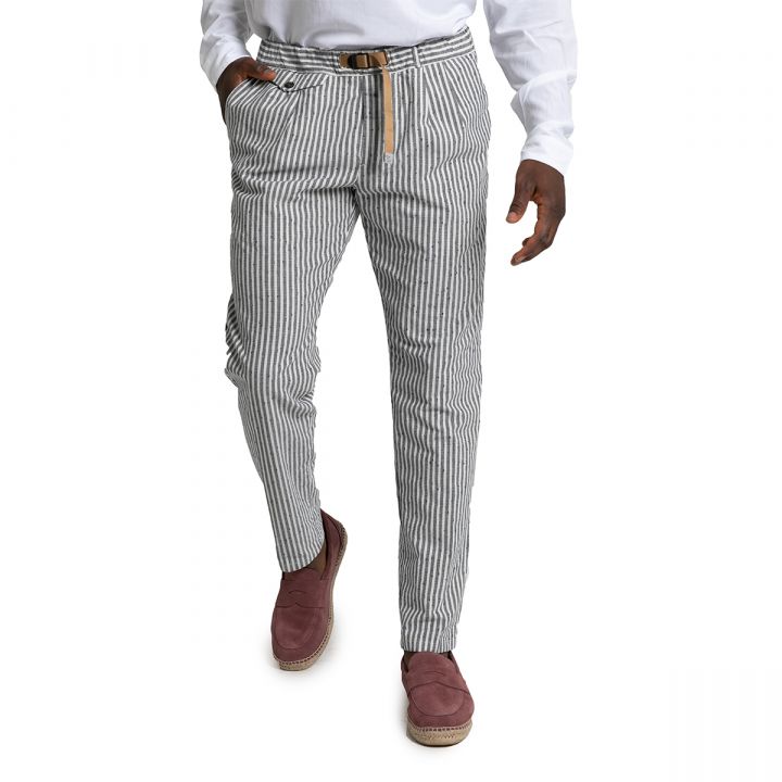 Mid-Rise Striped Cotton-Blend Trousers