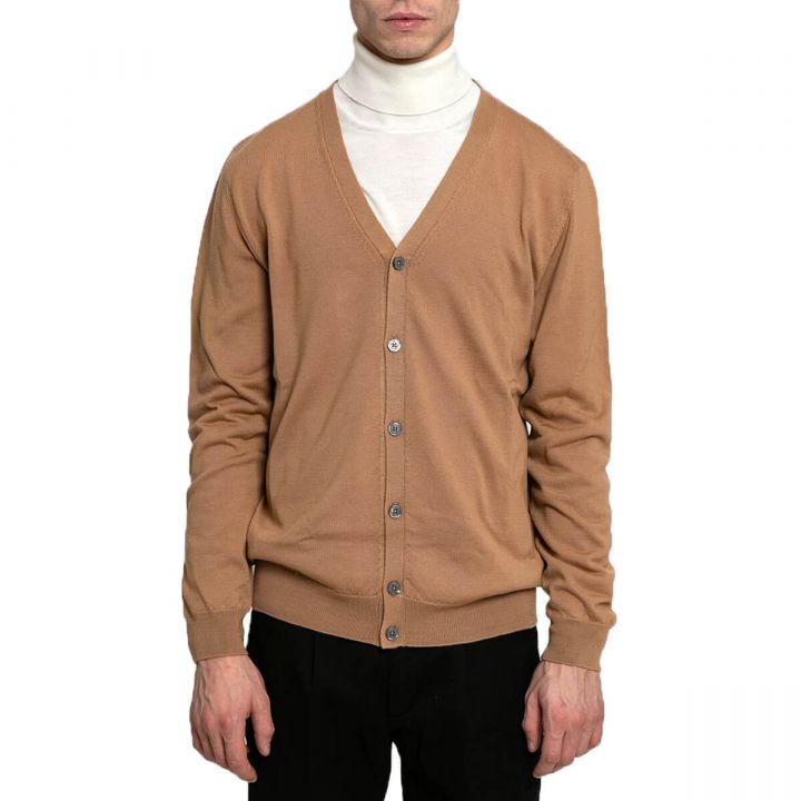  =+39Masq Brown V-Neck Knitted Button Down Cardigan