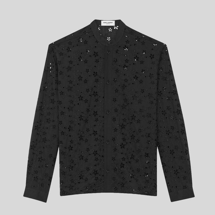 Wool Muslin Shirt With Star Embroidery