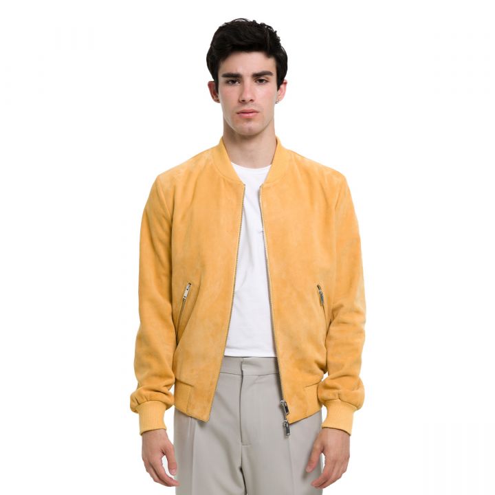 Yellow Leather Suede Jacket