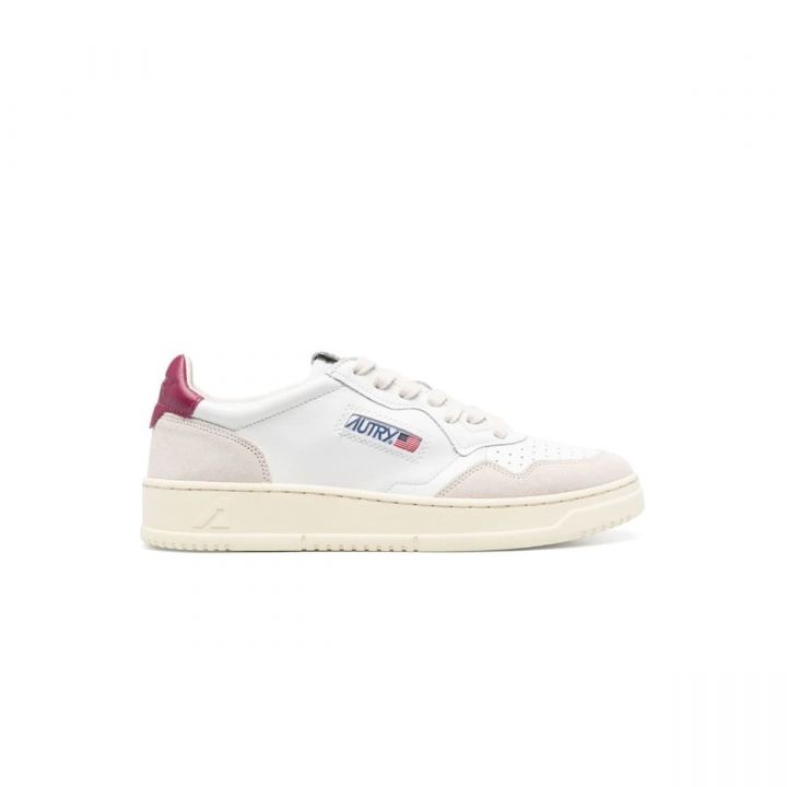 Medalist Low Sneakers In White & Red Leather